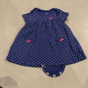 Carters blue polka dot dress 3M